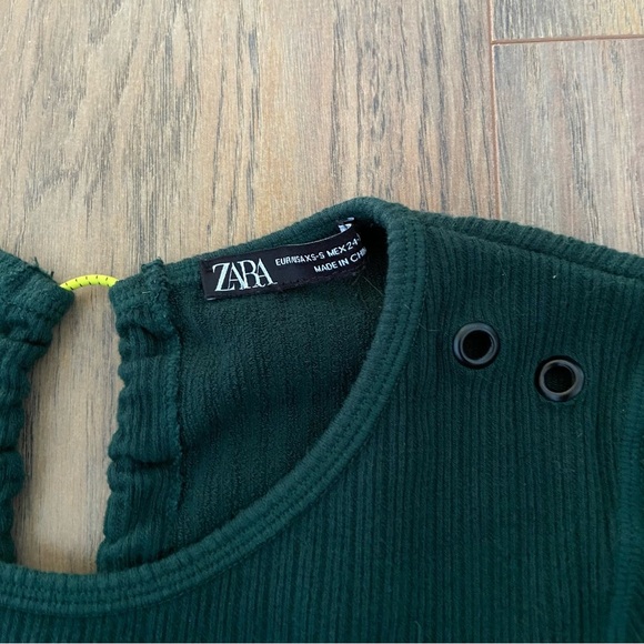 Zara Forest Green Open Back Top with Neon Yellow Tie - Picture 6 of 11